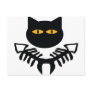 cat with fish bone icon postcard
