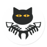 cat with fish bone icon sticker