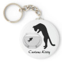 Cat with Fish Bowl Keychain