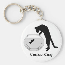 Cat with Fish Bowl Keychain
