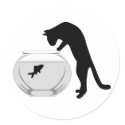 Cat with Fish Bowl Sticker