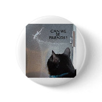 CAT WITH GECKO PINBACK BUTTON