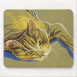 Cat with Gold Eyes - Pastel Drawing mousepads