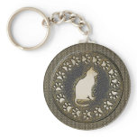 Cat With Paw Prints Keychains