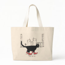 Cat with red shoes tote bag