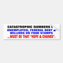 CATASTROPHIC NUMBERS-MUST BE THAT HOPE AND CHANGE! BUMPER STICKER