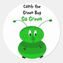 Catch the Green Bug Round Stickers