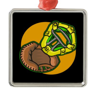 Catchers mask & glove Christmas Ornaments