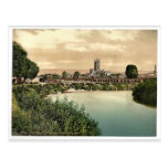 Cathedral from river, Gloucester, England rare Pho Postcards