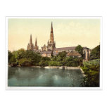 Cathedral, South Side, Lichfield, England rare Pho Postcards