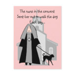Catholic Nun Funny Cards "Walking The Dog" postcards