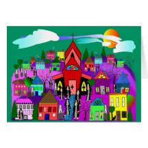 Catholic Nuns Art "Heading to Church" Greeting Cards