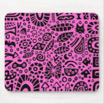 Catnip Dreams - Black on Pink FF66CC Mouse Pad