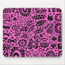Catnip Dreams - Black on Pink FF66CC Mouse Pad