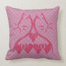 Cats and Hearts Throw Pillow
