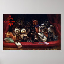 Cats at the Theatre for Christmas Louis Wain Posters