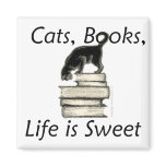 Cats Books Life is Sweet Magnets