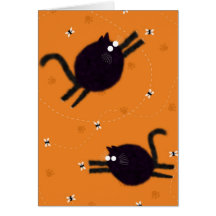 Cats chasing bugs - cards
