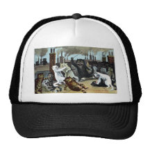 Cats Duke It Out on a Rooftop Mesh Hat