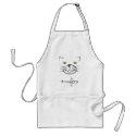 Cat's Face Silhouette With Fish Skeleton aprons