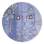 "Cat's Got the Blues" Round Stickers