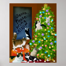 Cats Having a Merry Christmas Print