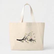 Cats in love with red hearts on spring tree tote bags