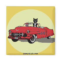 Cats Joy Riding Square Magnet