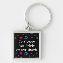Cats Leave Paw Prints on Our Hearts Keychain