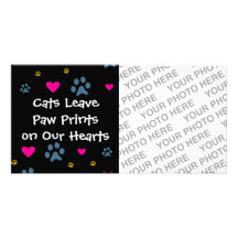 Cats Leave Paw Prints on Our Hearts Personalized Photo Card
