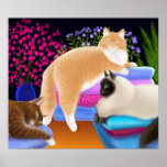 Cats Love Clean Laundry Poster posters