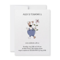 Cats 'n' Dogs · Dog with Flower Personalized Invites