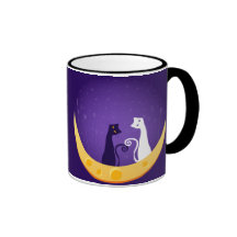Cats on Moon Coffee Mugs