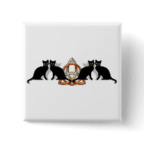 Cats Pentgagram Flame Triquetra Pinback Button