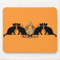 Cats Pentgagram Flame Triquetra Mouse Pad