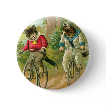Cats Riding Bikes Pinback Button