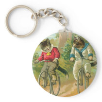 Cats Riding Bikes Keychain