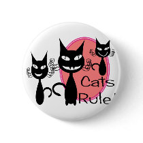 "Cats Rule!!"--Cat Lovers Gifts--Adorable Buttons