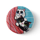 Cats Taking A Shower - Cat Art Button