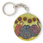 cats with sunflowers keychains