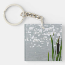 Cattail in Front of Lake Acrylic Key Chains