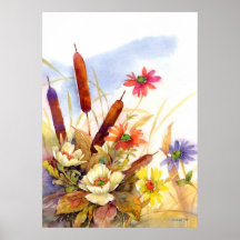 cattail Typha  watercolor Print
