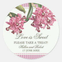 Cattleya Pink Orchid Wedding Favour Round Sticker