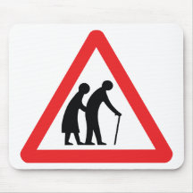 CAUTION Elderly People ... UK Traffic Sign Mouse Mat