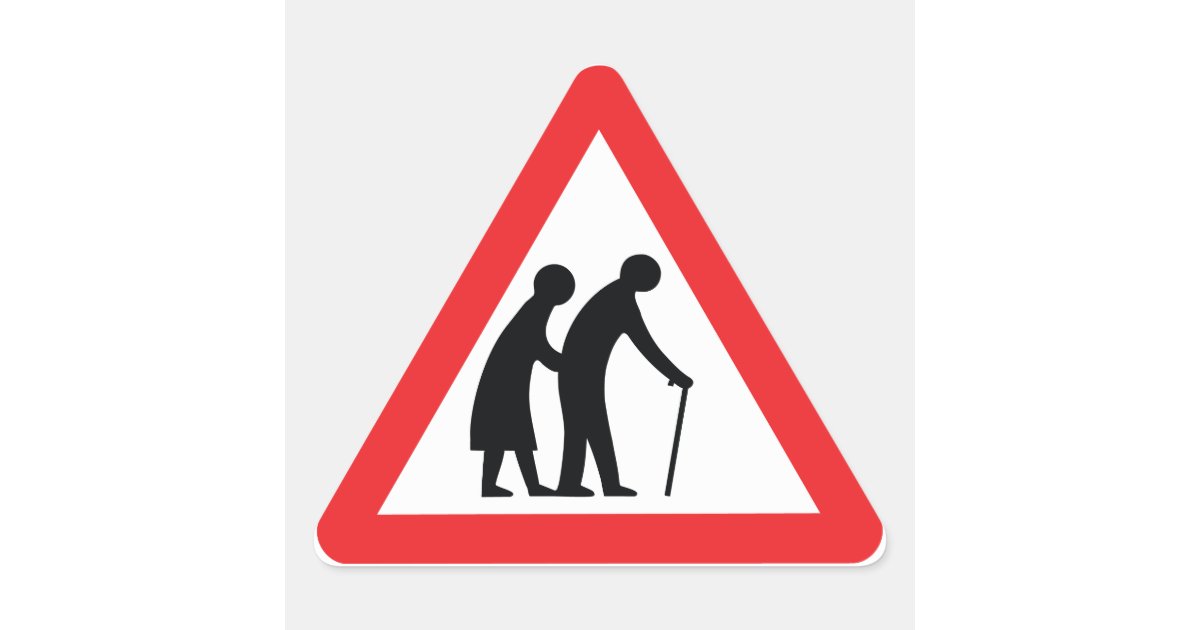 Caution Elderly Caution Elderly Uk Traffic Sign Triangle Sticker