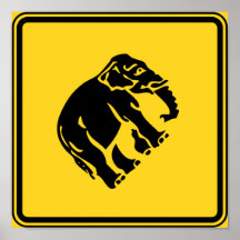 Caution Elephants Crossing ⚠ Thai Road Sign ⚠ Print