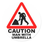 Caution Man With Umbrella stickers