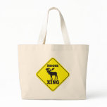 Caution- Moose Crossing Canvas Bag