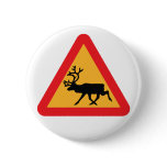 Caution Reindeer Swedish Traffic Sign Pin