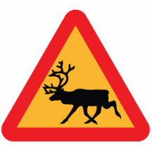 Caution Reindeer Swedish Traffic Sign Photo Cut Out
